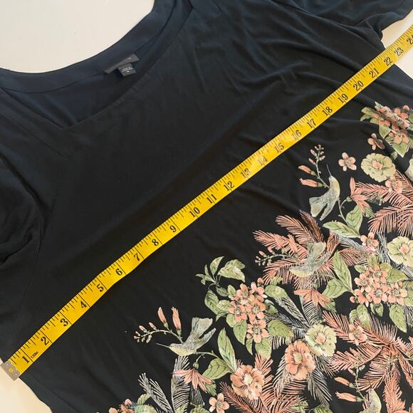 J. Jill Wearever Collection Floral Humming Bird Top Womens XL Black Tunic Tee - Picture 10 of 11